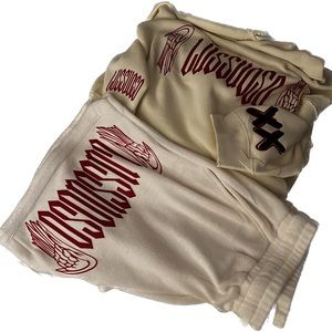 Custom off-white sweatsuit hoodie and shorts